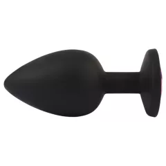   Senuelo Booty Fantasy - silicone anal plug with crystal (black) - L
