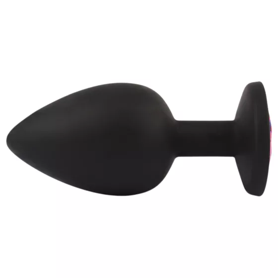 Senuelo Booty Fantasy - silicone anal plug with crystal (black) - L