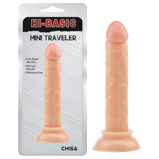 Hi-Basic Mini Traveller - suction cup mini dildo (flesh‑coloured) - 14 cm