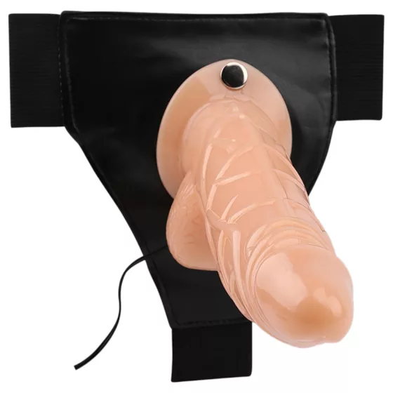 Hi-Basic Stunt Cock - vibrating, hollow strap-on dildo (flesh-coloured)