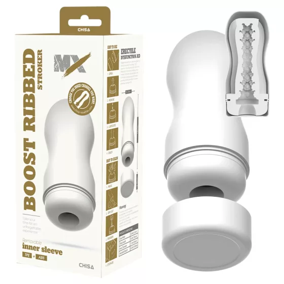 MX Boost - ribbed masturbator (white)