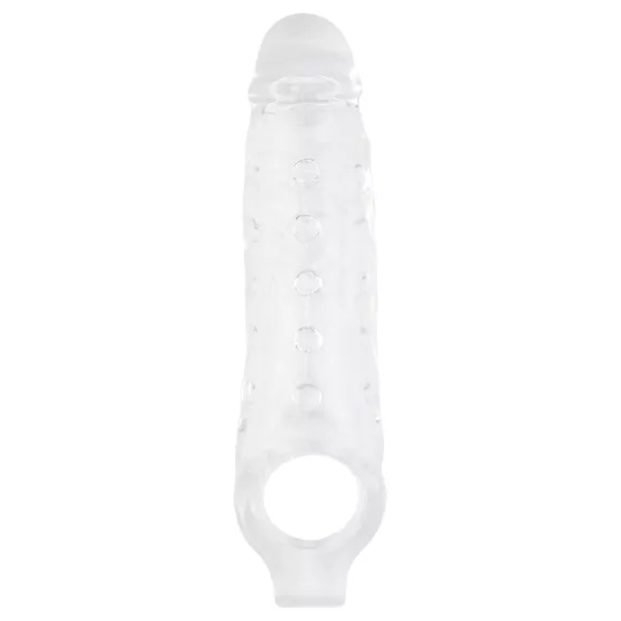 SuperMe Mighty - penis sleeve with testicle ring (transparent)