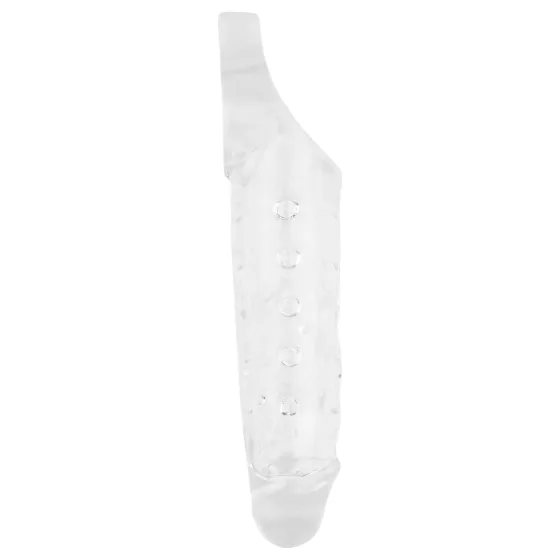 SuperMe Mighty - penis sleeve with testicle ring (transparent)