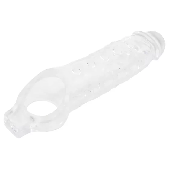 SuperMe Mighty - penis sleeve with testicle ring (transparent)