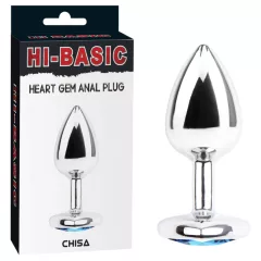   Hi-Basic Heart Gem - metal anal plug with heart-shaped crystal (silver)