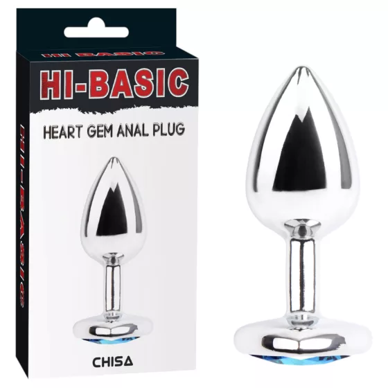 Hi-Basic Heart Gem - metal anal plug with heart-shaped crystal (silver)