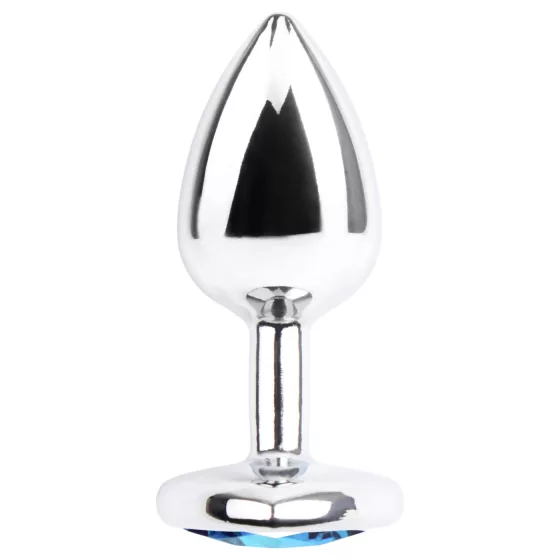 Hi-Basic Heart Gem - metal anal plug with heart-shaped crystal (silver)