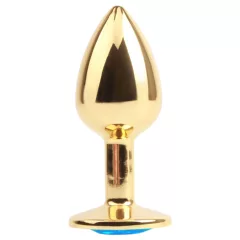 Hi-Basic Blue Gem - metal anal plug with blue crystal (gold)