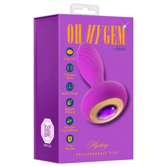 Oh My Gem - vibrating anal plug with purple gem