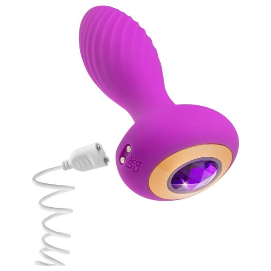 Oh My Gem - vibrating anal plug with purple gem