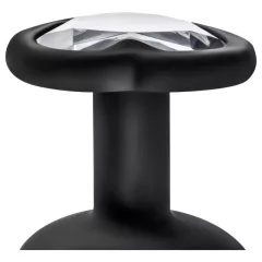   Temptasia S - silver heart-shaped jeweled anal plug (black) - small