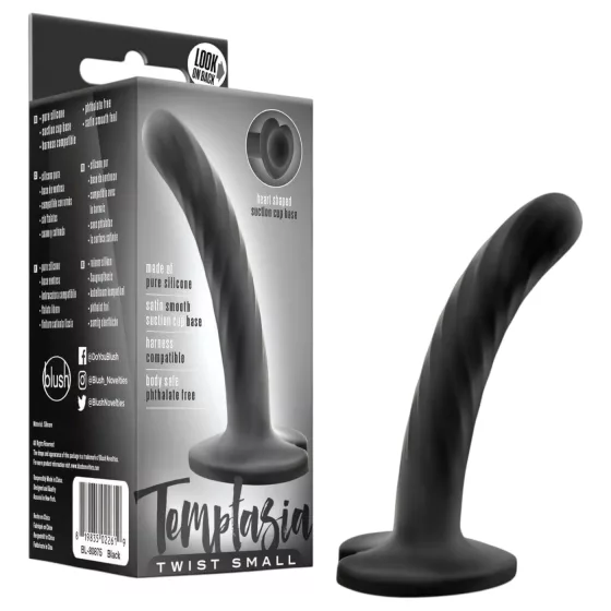 Temptasia Twist Small - suction cup, twisted dildo (black)