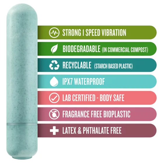Gaia Eco M - eco-friendly vibrator (turquoise) - medium size