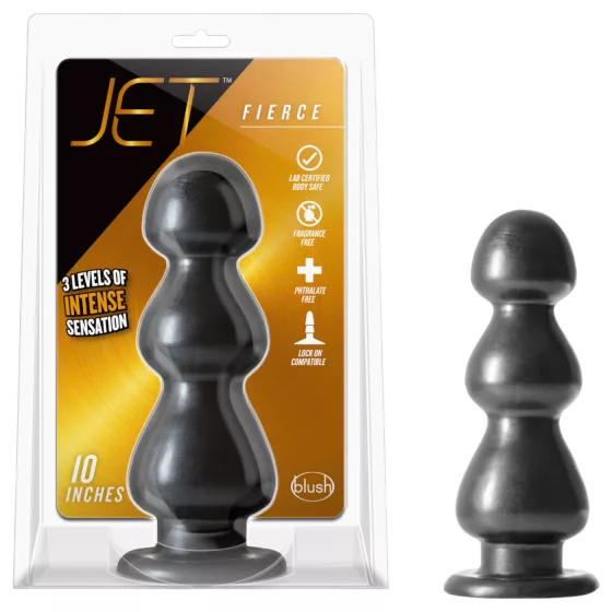 Blush Jet - Black Suction Bead Dildo