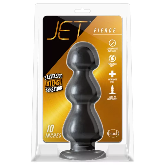 Blush Jet - Black Suction Bead Dildo