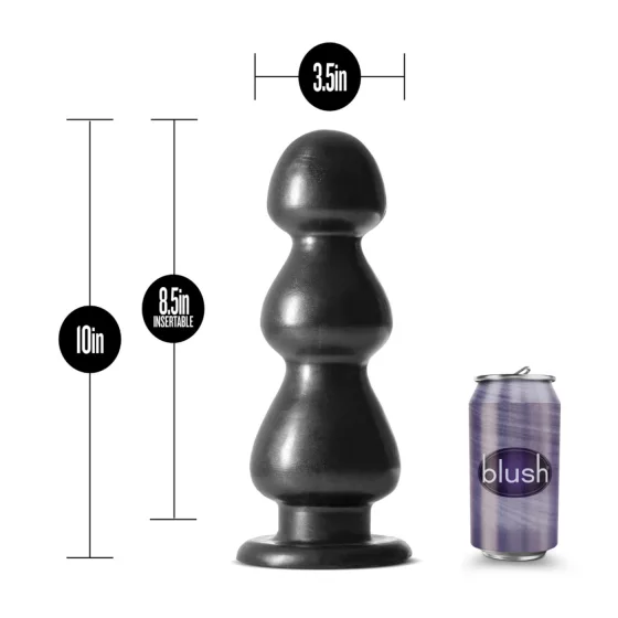 Blush Jet - Black Suction Bead Dildo