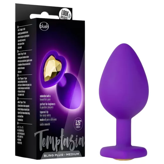 Temptasia M - Golden Heart Gem Anal Dildo (Purple) - Medium