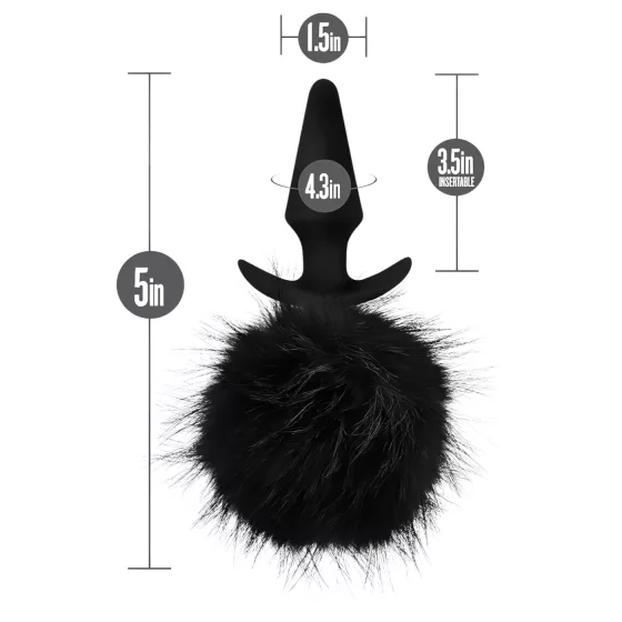 Anal Adventures Platinum - Bunny Tail Butt Plug (Black)