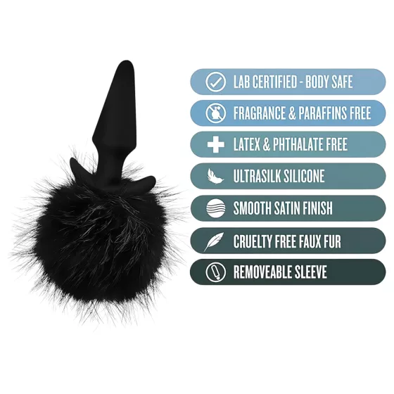 Anal Adventures Platinum - Bunny Tail Butt Plug (Black)