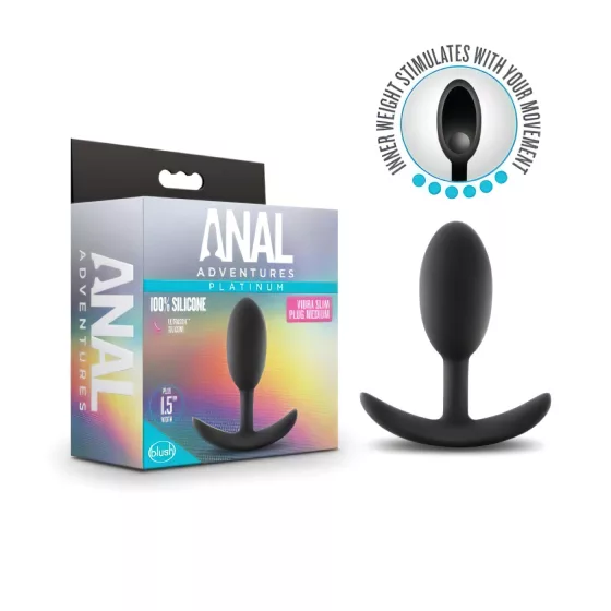 Anal Adventures Platinum M - Black Medium Anal Plug