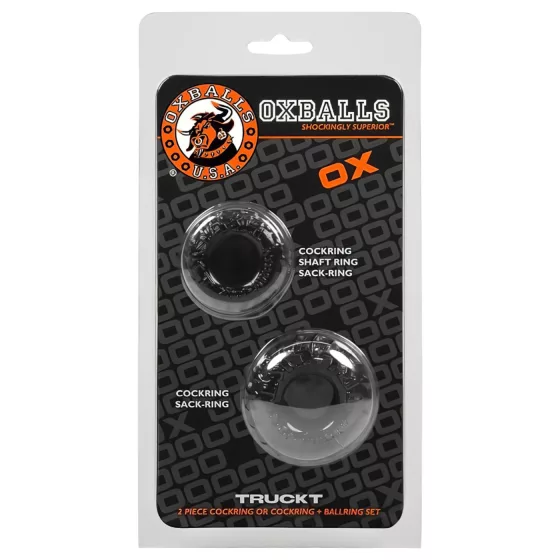 OXBALLS - Ribbed Erection Ring Set (Black)