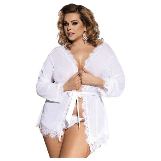 Subblime Queen Plus - lace robe set - white (XL-2XL)