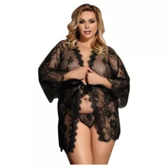 Subblime Queen Plus - Black Lace Robe Set (XL-2XL)