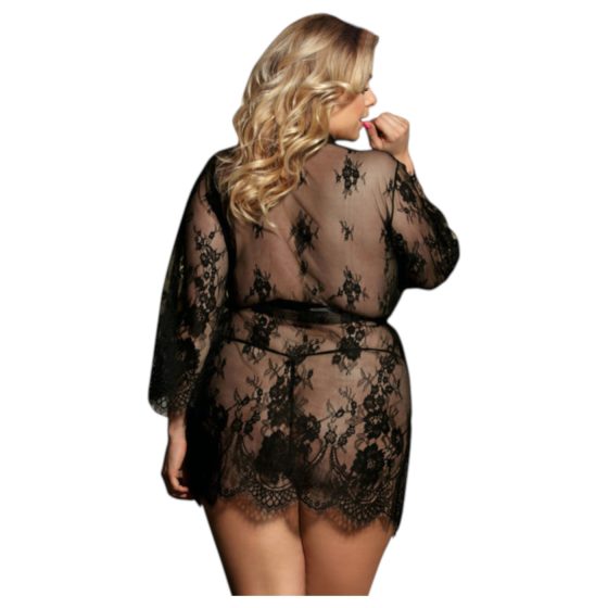 Subblime Queen Plus - lace robe set - black (XL-2XL)