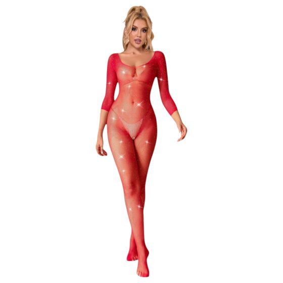 Subblime 952419 - Sparkling Rhinestone Jumpsuit - Red (S-L)
