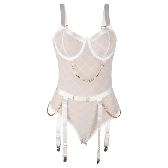 Subblime 954291 - sheer body set with chains (white)