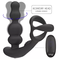   Addicted Toys - Rotating Head Anal Vibrator with Cock Ring (Black)