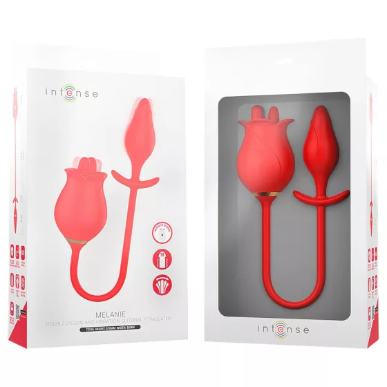Intense Melanie - 2in1 Swirling Tongue Clitoral Vibrator (Red)