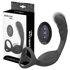   Addicted Toys - Black Anal Vibrator with Penis and Testicle Ring
