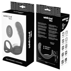   Addicted Toys - Black Anal Vibrator with Penis and Testicle Ring