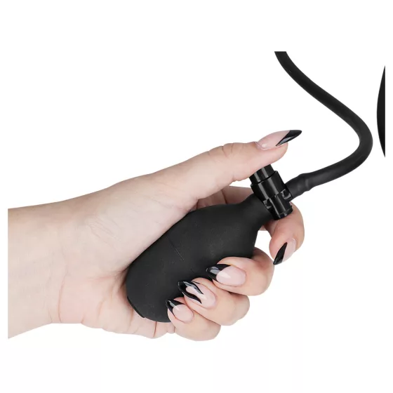 Fetish - inflatable collar with leash (black)