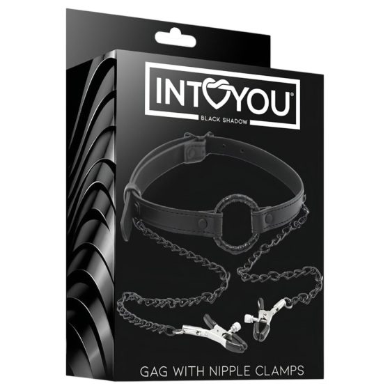 INTOYOU - gag with nipple clamps (black)