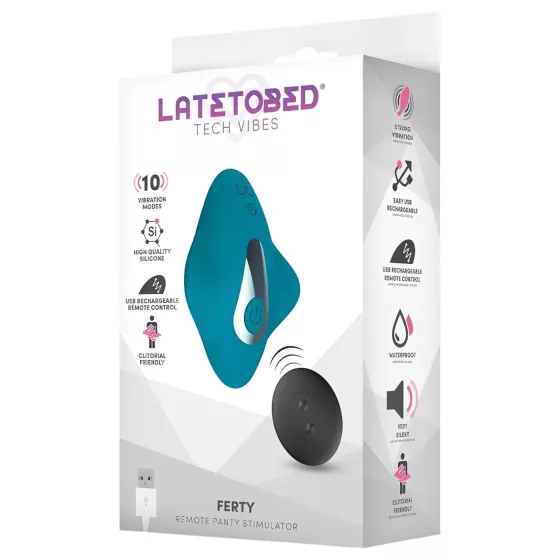 LateToBed Ferty - remote‑controlled clitoral vibrator panty insert (blue)