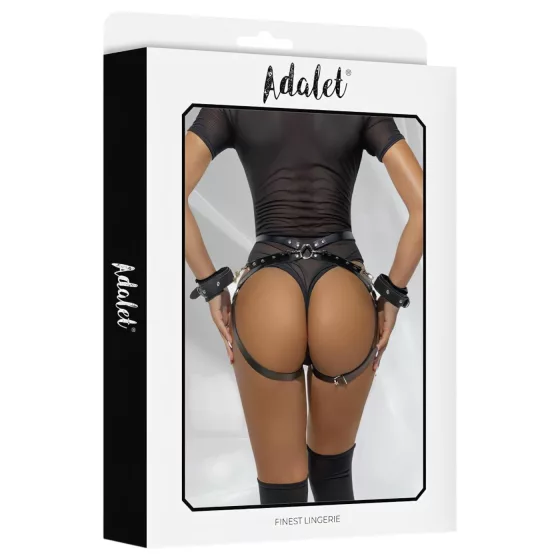 Adalet Jimena - Vegan Leather Harness with Cuffs (Black)