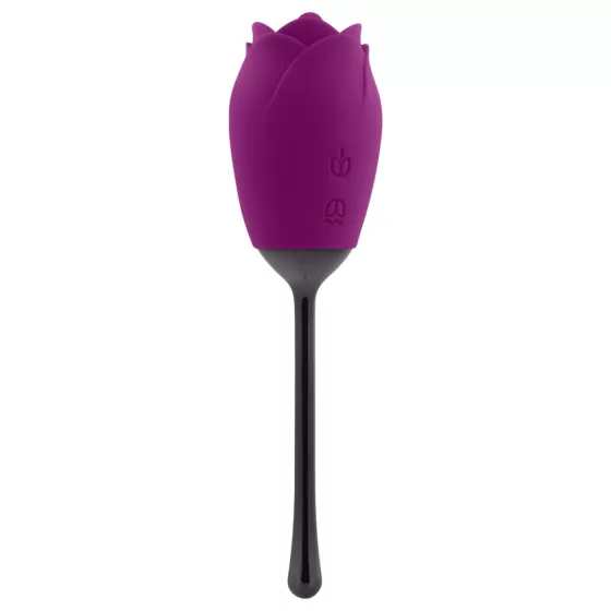 Playboy - Waterproof Rechargeable Rose Vibrator with Tongue (Purple)