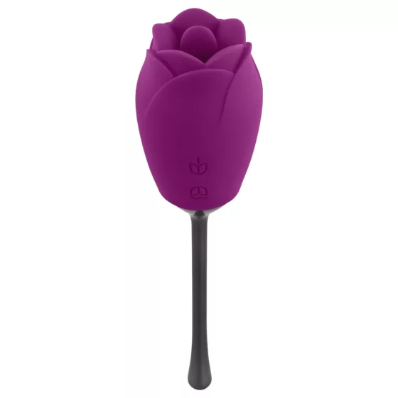 Playboy - Waterproof Rechargeable Rose Vibrator with Tongue (Purple)