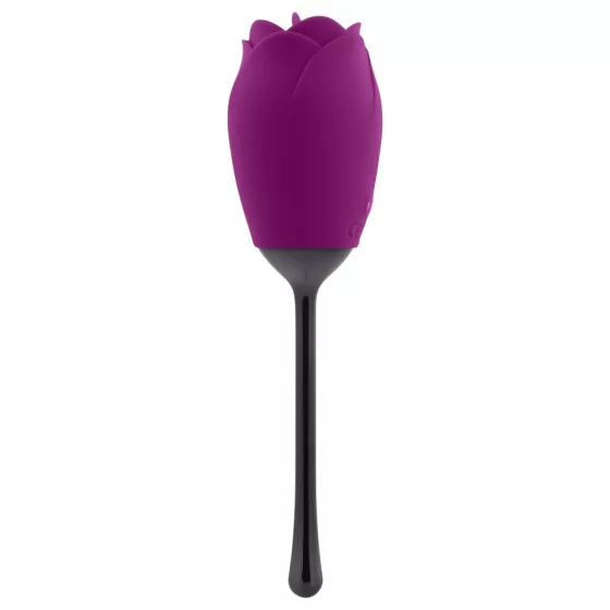 Playboy - Waterproof Rechargeable Rose Vibrator with Tongue (Purple)
