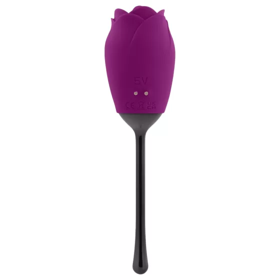 Playboy - Waterproof Rechargeable Rose Vibrator with Tongue (Purple)