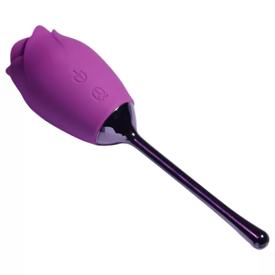 Playboy - Waterproof Rechargeable Rose Vibrator with Tongue (Purple)