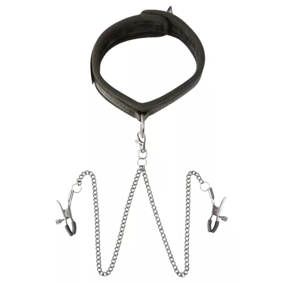 Sei Mio - Black Collar & Nipple Clamps