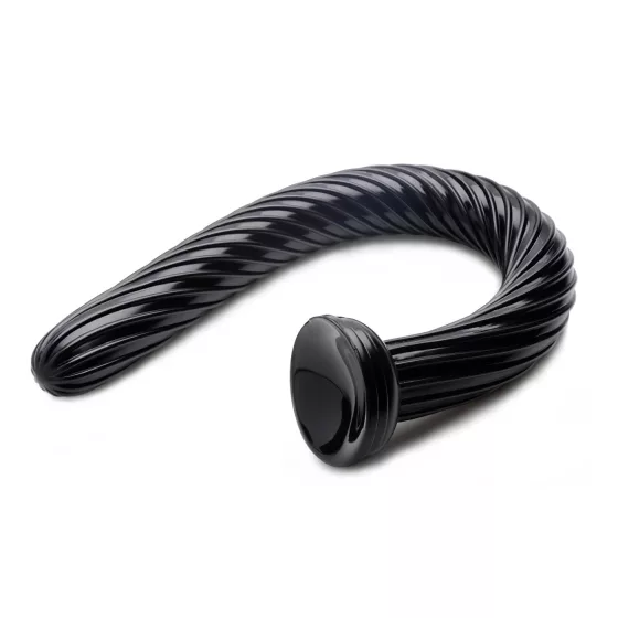 Suction Cup Spiral Anal Snake 18 - Black Anal Dildo "