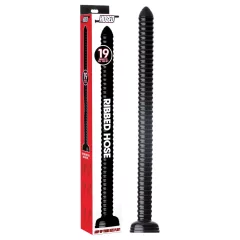 HOSED Ribbed Hose 19 - Black Suction Cup Anal Dildo