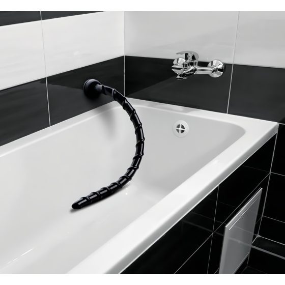 Hosed Swirl Slim Anal Snake 18 - Black Anal Dildo