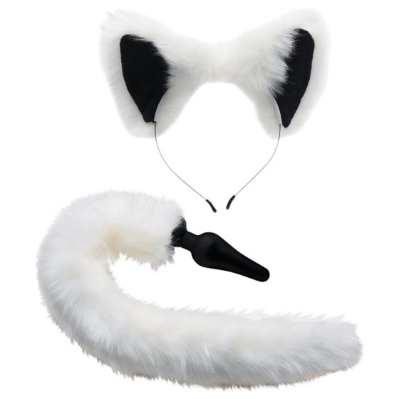 TAILZ - Fox Tail Anal Plug & Headband Set (Black & White)