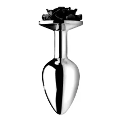 Black Rose Booty Sparks - Aluminum Anal Plug (Silver-Black)