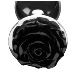 Black Rose Booty Sparks - Aluminum Anal Plug (Silver-Black)
